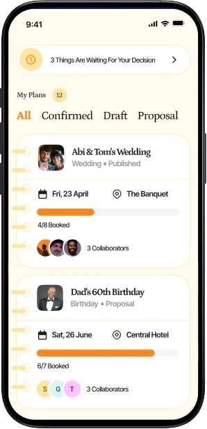 iDO event planning screen